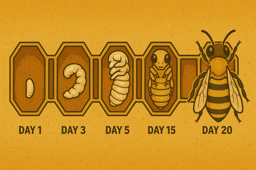 Honey Bee - Egg to Emergence Stages